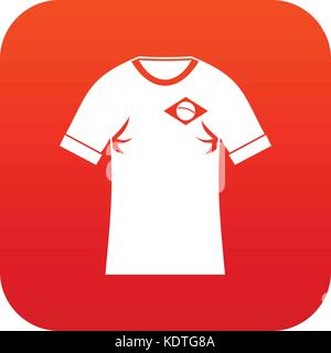 T-Shirt mit Flagge von Brasilien unterzeichnen Symbol digital Rot Stock Vektor