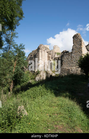 Crozant, Creuse-tal, Frankreich - die Ruinen des Château de Crozant Stockfoto