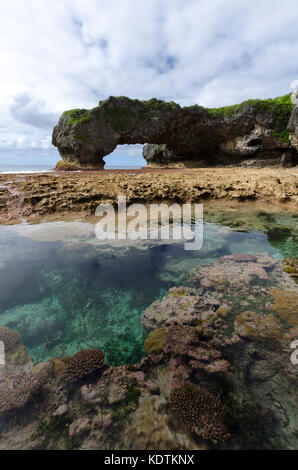 Natural Arch und Reef Pool, Martins, Niue, South Pacific Stockfoto