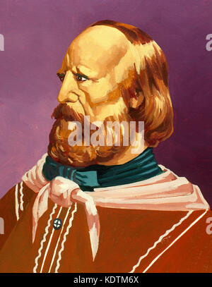 Giuseppe Garibaldi. 1807-1882. italienischen Militärs und Politiker. Portrait.Aquarell. Stockfoto