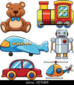 Verschiedene Arten von niedliches Spielzeug Abbildung Stock Vektor
