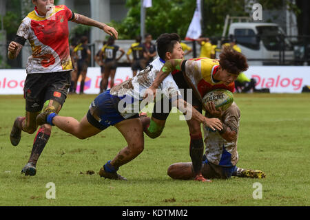 Colombo, Sri Lanka. 15 Okt, 2017. Asien Rugby sevens 2017 an der Rennstrecke Boden am 15. Oktober 2017 in Colombo, Sri Lanka Asien Rugby sevens Serie umfasst Teams aus Sri Lanka, Japan, Malaysia, Hong Kong, Philippinen, Korea, China und Chinesisch Taipei Credit: musthaq thasleem/Pacific Press/alamy leben Nachrichten Stockfoto