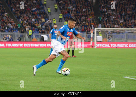 Rom, Italien. 14 Okt, 2017. marques Allan während der italienischen Serie a Fußballspiel zwischen a.s. Roma und s.s.c. Napoli im Olympiastadion in Rom, am 14. Oktober 2017. Quelle: Silvia loré/Pacific Press/alamy leben Nachrichten Stockfoto