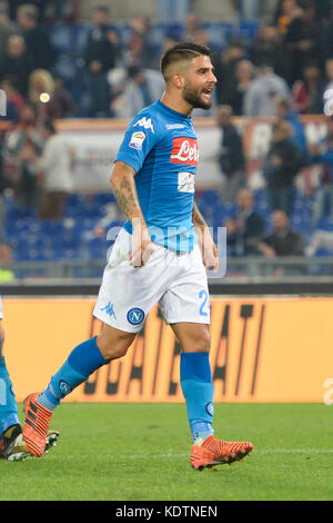 Rom, Italien. 14 Okt, 2017. Lorenzo insigne während der italienischen Serie a Fußballspiel zwischen a.s. Roma und s.s.c. Napoli im Olympiastadion in Rom, am 14. Oktober 2017. Quelle: Silvia loré/Pacific Press/alamy leben Nachrichten Stockfoto