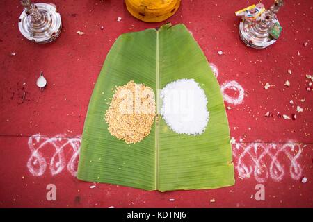 Indische Hochzeitsrituale, Innenaufnahmen Stockfoto