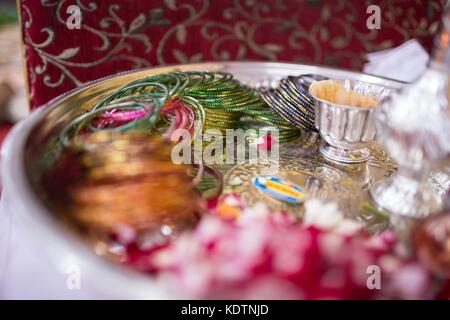 Indische Hochzeitsrituale, Innenaufnahmen Stockfoto