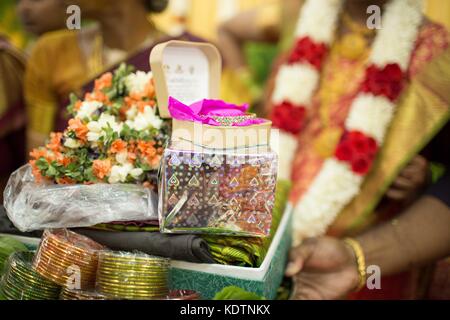 Indische Hochzeitsrituale, Innenaufnahmen Stockfoto