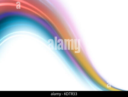 Cascading rainbow wellenförmige Kurve mit weißen transparenten wellenförmige Streifen auf weißem Hintergrund Stockfoto