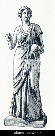 Diese illsutration einer Statue von Urania Termine bis 1898. Die Statue ist in einem Berliner Museum. Urania war die Muse der Astronomie. In der griechischen und römischen Mythologie, die Musen waren neun Töchter des Zeus und der Mnemosyne (Göttin der Erinnerung). Es wurden geehrt als Förderer der Künste und der Wissenschaften. Calliope war der Kopf Muse, und Apollo, der Gott der Weissagung und Song, war ihr Anführer. Stockfoto