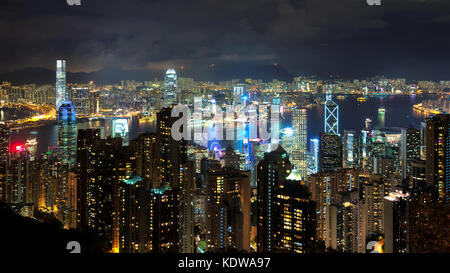 Hong Kong Skyline bei Nacht Stockfoto