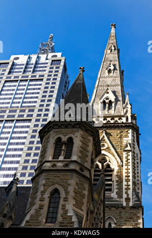 Scots Presbyterian Church ca. 1874 zählt zu Melbournes älteste Kirche Gebäude. Es liegt zentral im Herzen der Stadt in der Collins Street.. Stockfoto