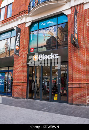 Schwarze Outdoor Bekleidung Shop in Leicester, England, Vereinigtes Königreich Stockfoto