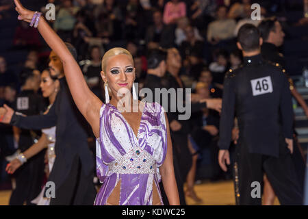 Latin Ballroom Tänzer bei den internationalen Meisterschaften, Brentwood Stockfoto