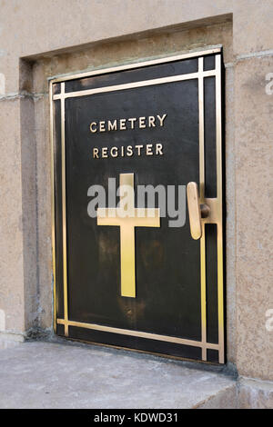 Friedhofsregister am Thiepval Memorial Thiepval Albert Peronne Somme Hauts-de-France Frankreich Stockfoto