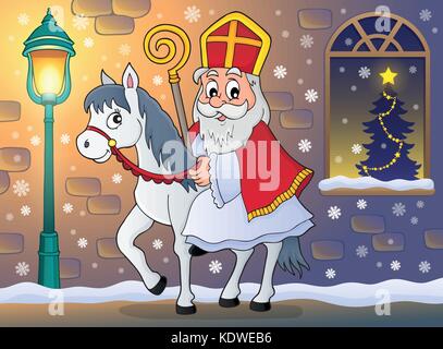 Sinterklaas auf Pferd Thema Bild 7-eps 10 Vector Illustration. Stock Vektor