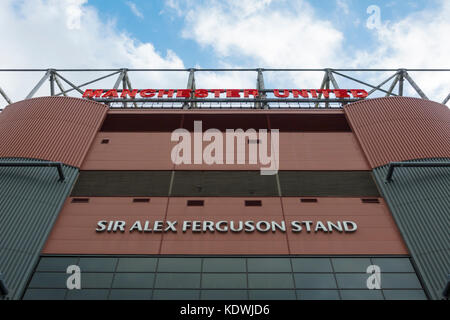 Die Sir Alex Ferguson im Old Trafford. Zuhause von Manchester United Football Club. Stockfoto