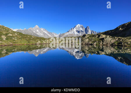 Lac chesery. Monte Bianco Haute Savoie Aiguille Verte Frankreich Stockfoto