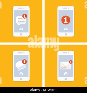 Neu eingehende SMS-Nachricht auf dem Smartphone angezeigt Stock Vektor