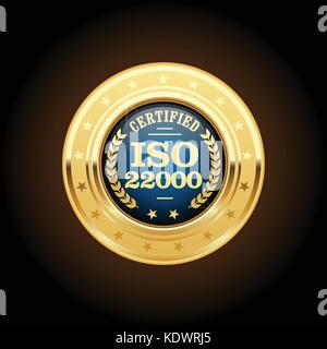 Iso-Norm 22000 Medaille - für das Management der Lebensmittelsicherheit Stock Vektor