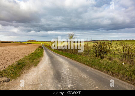 Ausblick auf die ländliche Umgebung von Kent in der Nähe von bekesbourne auf Barham Downs, in der Nähe von Canterbury, Kent, Großbritannien Stockfoto