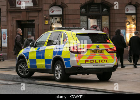 Red Star Anerkennung Aufkleber für die bewaffnete Polizei in ANPR&Video Response patrol Fahrzeug, Preston GROSSBRITANNIEN Stockfoto