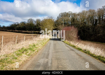 Eisenbahnbrücke und ländliche Ansichten von Kent in der Nähe von bekesbourne auf Barham Downs, in der Nähe von Canterbury, Kent, Großbritannien Stockfoto