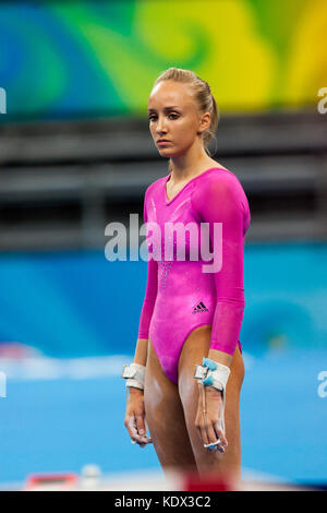 Nastia Liukin (USA) für Frauen Einzelnen rund um Gymnastik Goldmedaillengewinner bei den Olympischen Sommerspiele in Peking, China Stockfoto