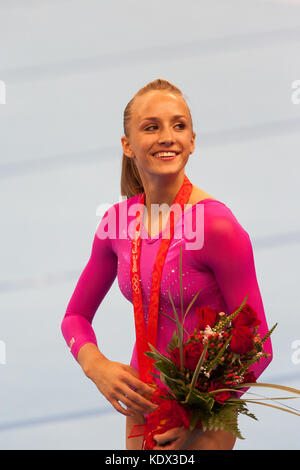 Nastia Liukin (USA) für Frauen Einzelnen rund um Gymnastik Goldmedaillengewinner bei den Olympischen Sommerspiele in Peking, China Stockfoto