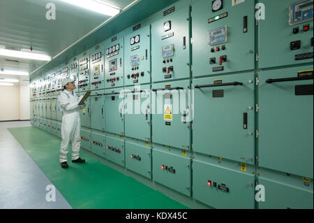 Das Schiff ist in Engineering Officer in den Zimmer Stockfoto