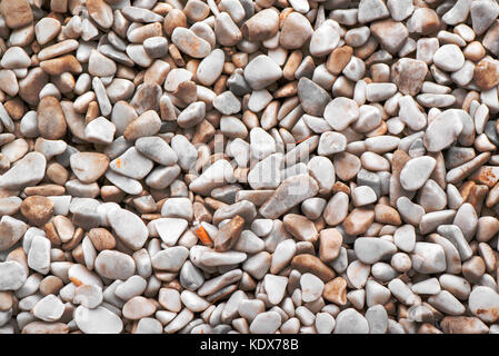 Natürliche abstrakte Kieselsteine Hintergrund, Blick von oben auf die Oberfläche mit kleinen Steinen bedeckt Stockfoto