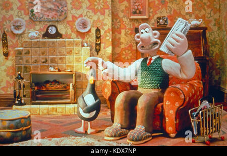 Die falsche Hose, aka: Wallace & Gromit - Techno Schlauch, Kurzfilm, Großbritannien 1993, Szene mit Wallace und dem kriminellen Pinguin Sterben Stockfoto