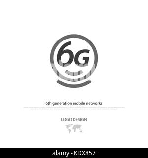 Neue 6. Generation Mobile Network Schriftzug. Vector 6g Symbol auf weißem Hintergrund. high speed Verbindung wireless Systems unterzeichnen. telecommunicatio Stock Vektor