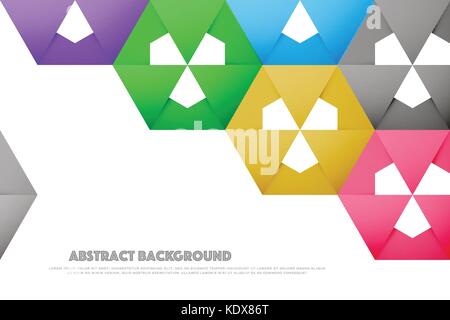 Abstrakte, moderne Hintergrund mit Papier Waben über weißen Hintergrund. Vektor geometrische 3 Abbildung d. Farbenfrohe origami moderne Banner Stock Vektor