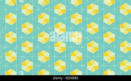 Nahtlose Muster mit gelben Hexagon formen Ornament. Vektor, Abstract, Grunge Wallpaper. Vintage dekorativen Hintergrund. Geometrische, Fliesen Hintergrund Stock Vektor