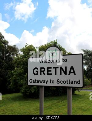 Das Dorf von Gretna Green im Süden von Schottland ist berühmt für Runaway Hochzeiten. Stockfoto