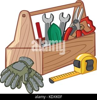 Toolbox mit vielen Werkzeugen Abbildung Stock Vektor