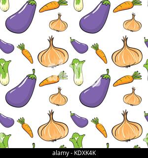 Nahtlose Hintergrund mit viel Gemüse illustration Stock Vektor
