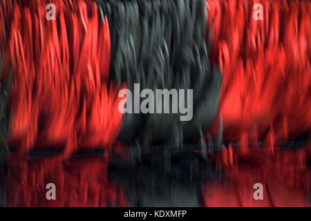 Rotierende Flap System in einem Auto waschen, abstrakte Autowäsche in Rot und Schwarz Stockfoto