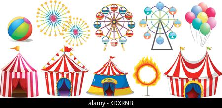 Circus Zelte und Riesenräder Abbildung Stock Vektor