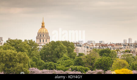 Blick über die Dächer von invalides Denkmäler aus der Place du Trocadéro, Paris, Frankreich Stockfoto