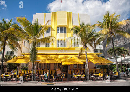 Cafe am Ocean Drive, South Beach, Miami Beach, Florida, USA Stockfoto
