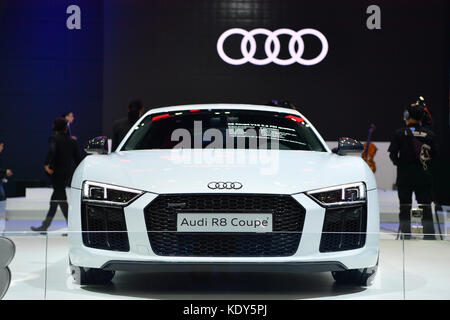 NONTHABURI - 28. März: Audi R8 Coupé auf Anzeige an der 38th Thailand Bangkok International Motor Show 2017 am 28. März 2017 der Nonthaburi, Thailand. Stockfoto