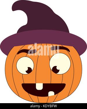 Halloween Kürbis in Hexenhut. Stock Vektor