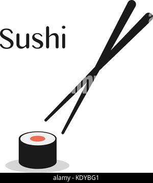 Ess-Stäbchen und Sushi roll-Vektor-illustration Stock Vektor