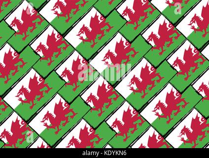 Grunge wales Flagge oder Fahne Vector Illustration Stock Vektor