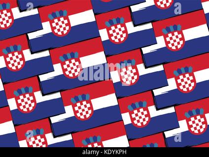 Grunge Kroatien Flagge oder Fahne Vector Illustration Stock Vektor