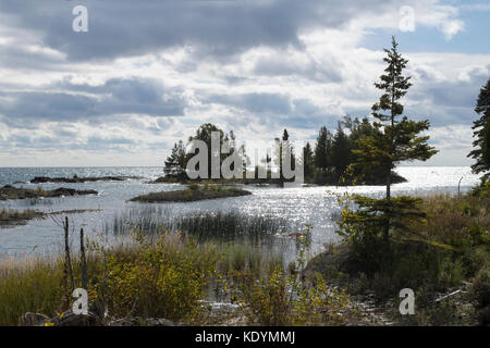 Ein Blick auf den Lake Huron von South Baymouth. Stockfoto