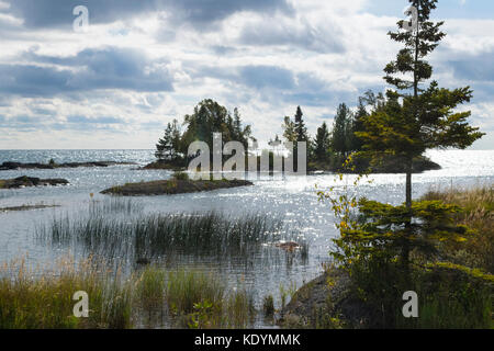 Ein Blick auf den Lake Huron von South Baymouth. Stockfoto