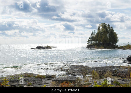 Ein Blick auf den Lake Huron von South Baymouth. Stockfoto