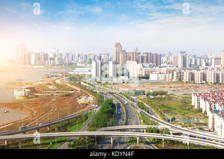 Städtische Landschaft, Antenne China nanchang Wolkenkratzer. Stockfoto